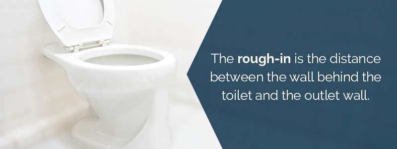 The toilet rough in is the distance between the wall behind the toilet and the outlet wall.